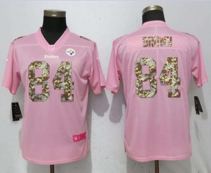 Women Pittsburgh Steelers #84 Brown Pink Camouflage font love pink Nike Vapor Untouchable Player NFL Jerseys->seattle seahawks->NFL Jersey